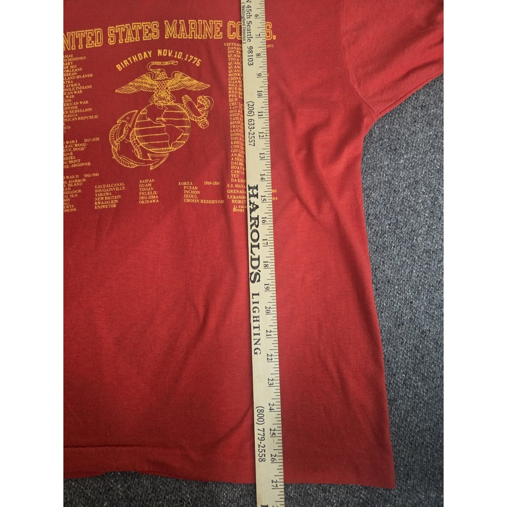 Vintage 80s United States Marine Corp Usmc T-shirt Single Stitch Birthday Xl Red - Picture 8 of 8